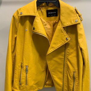 Bright Yellow Faux Leather Jacket 
